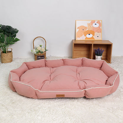 Oval Faux Suede Dog Bed