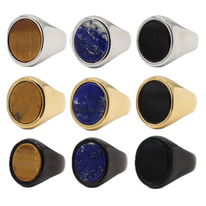 Oval Gem Titanium Steel Ring