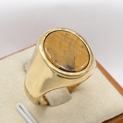 Oval Gem Titanium Steel Ring