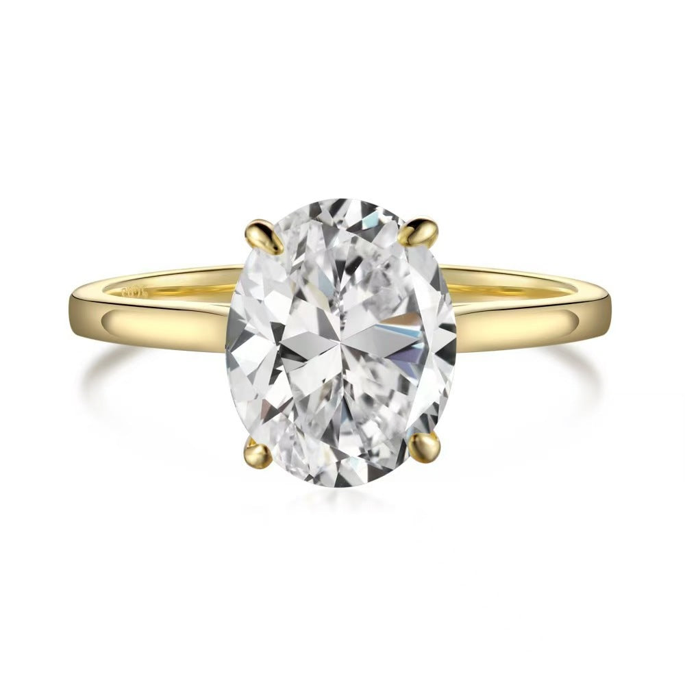 Oval Geometric Gold Plated Ring