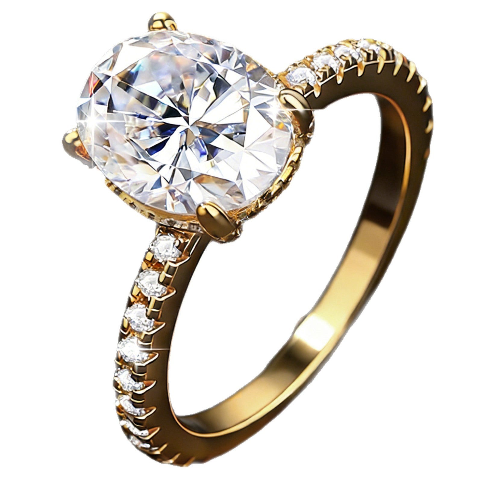 Oval Moissanite Ring Light Luxury Wedding Ring for Women