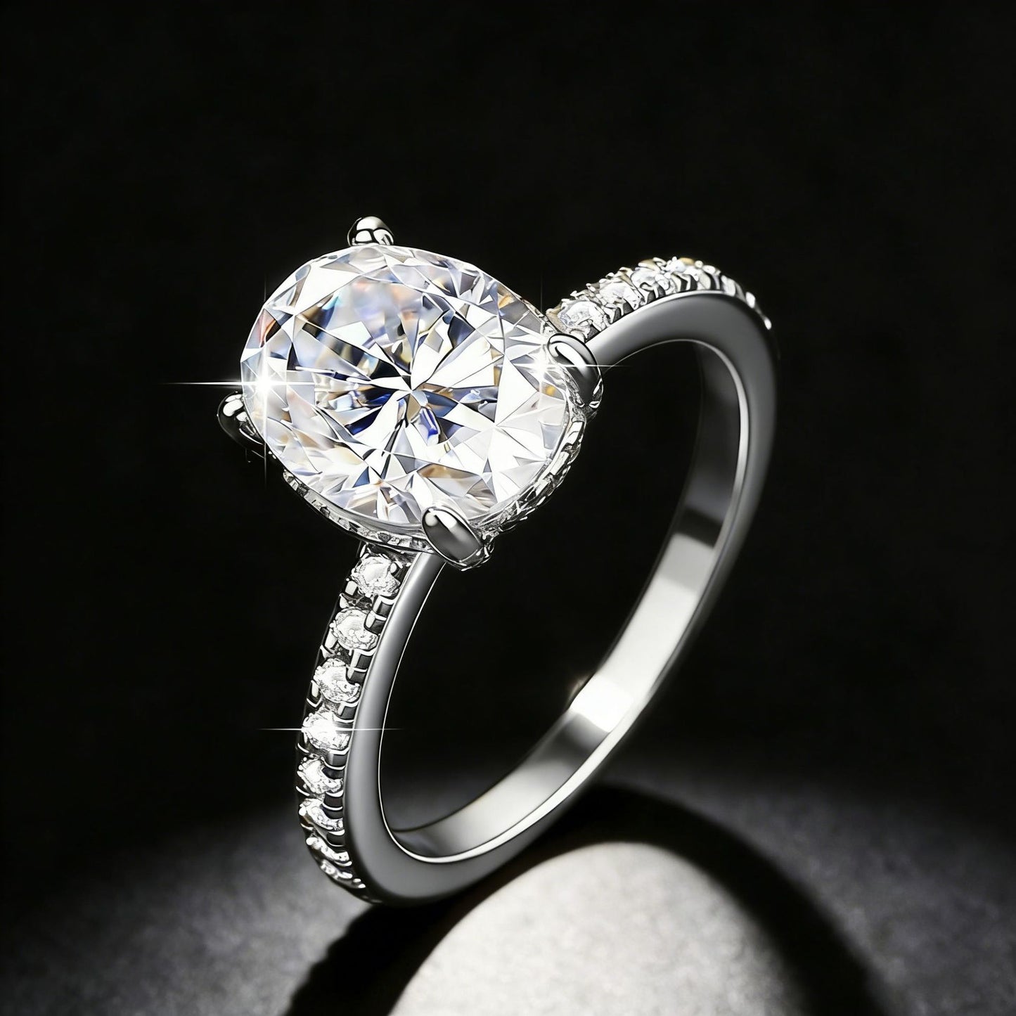 Oval Moissanite Ring Light Luxury Wedding Ring for Women