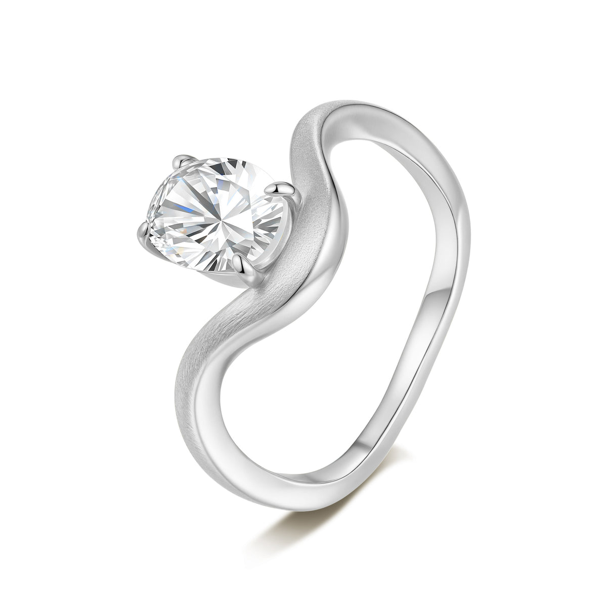 Oval Moissanite Sterling Silver Stacking Ring