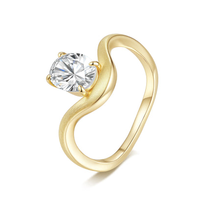 Oval Moissanite Sterling Silver Stacking Ring