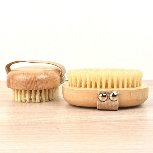 Oval Natural Wooden Body Brush with Boar Bristles