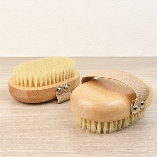 Oval Natural Wooden Body Brush with Boar Bristles