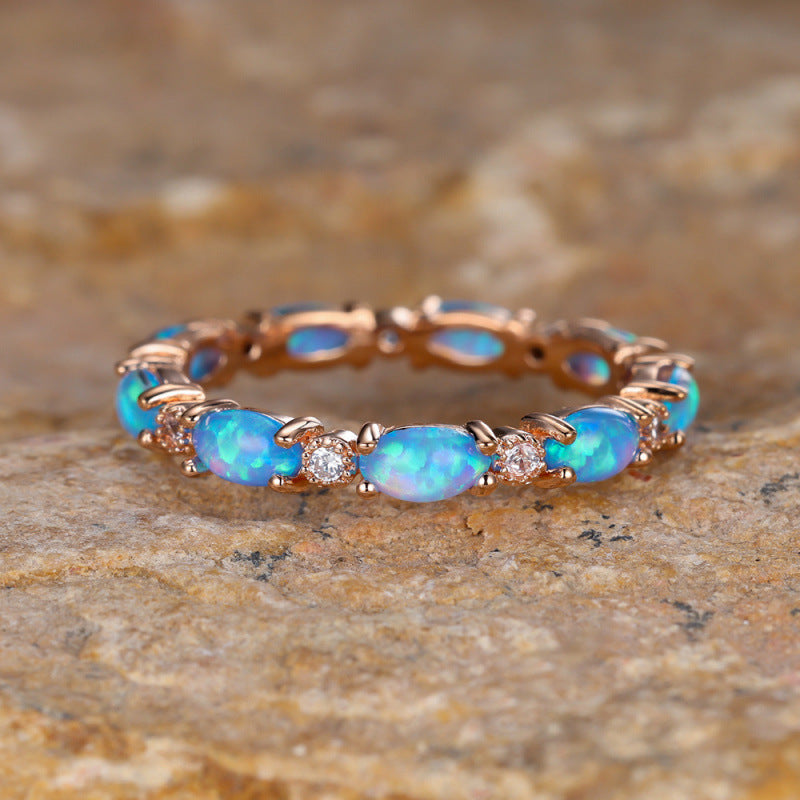 Oval Opal Micro-Paved Diamond Ring