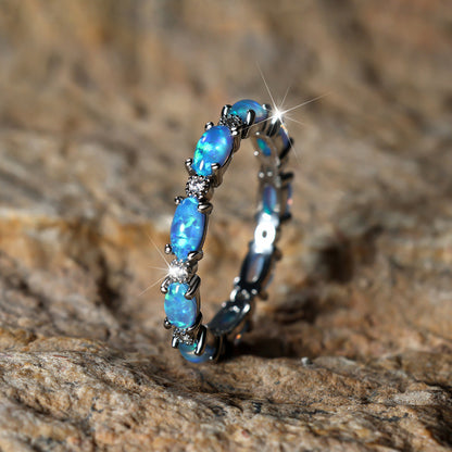Oval Opal Micro-Paved Diamond Ring