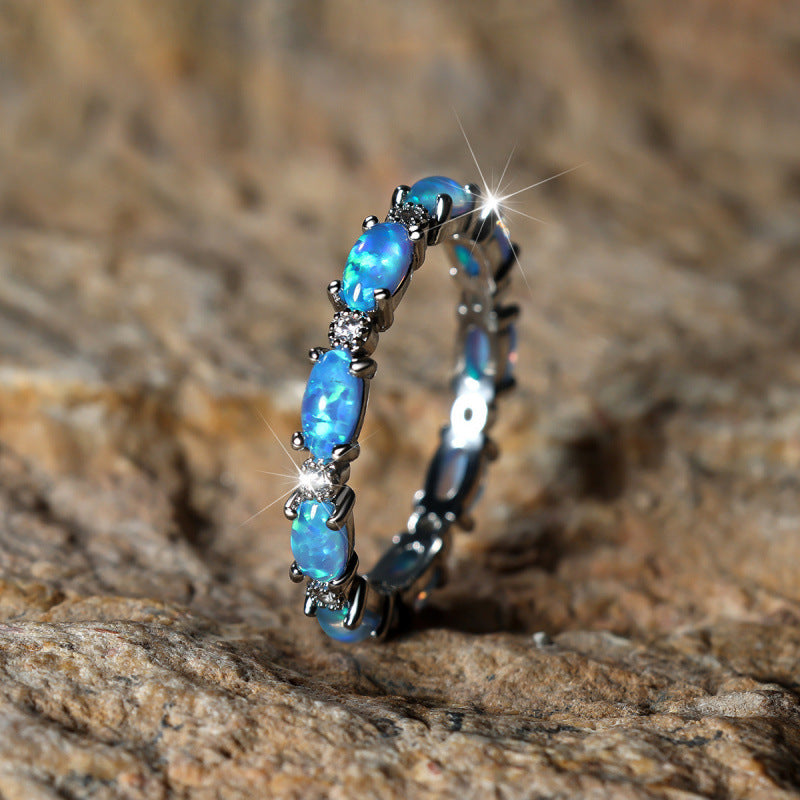 Oval Opal Micro-Paved Diamond Ring