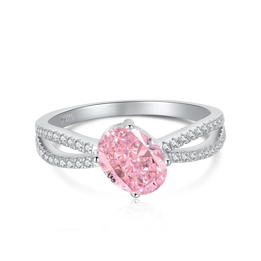 Oval Pink Zircon Sterling Silver Ring