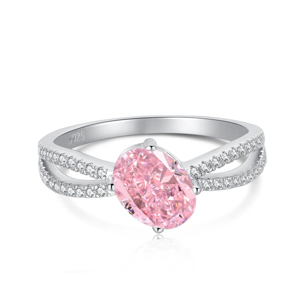 Oval Pink Zircon Sterling Silver Ring