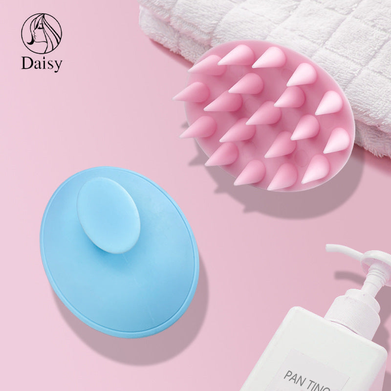 Oval silicone shampoo brush wet and dry head massage shampoo brush household scalp cleaning artifact shampoo brush
