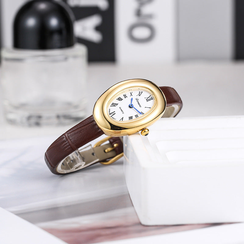 Oval Stainless Steel Quartz Watch