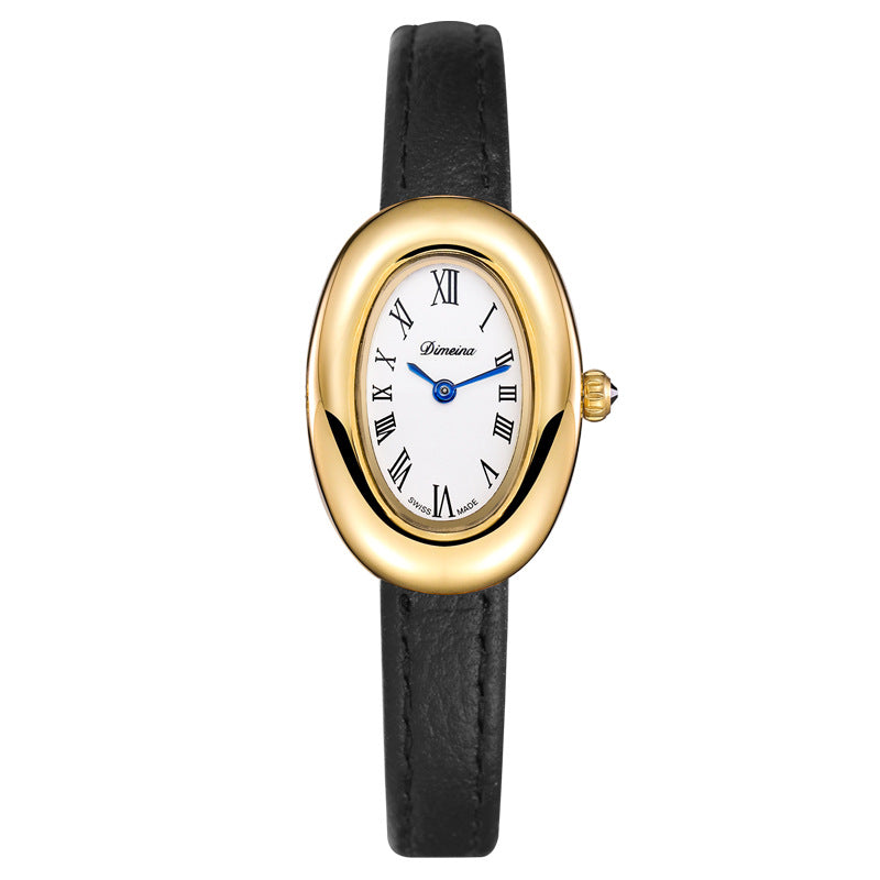 Oval Stainless Steel Quartz Watch