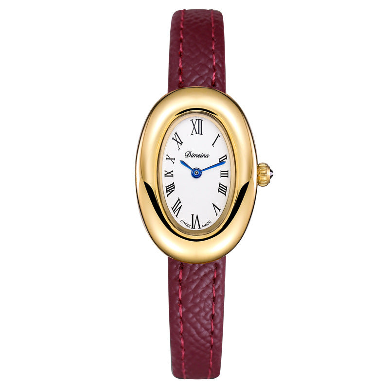 Oval Stainless Steel Quartz Watch