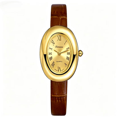 Oval Stainless Steel Quartz Watch