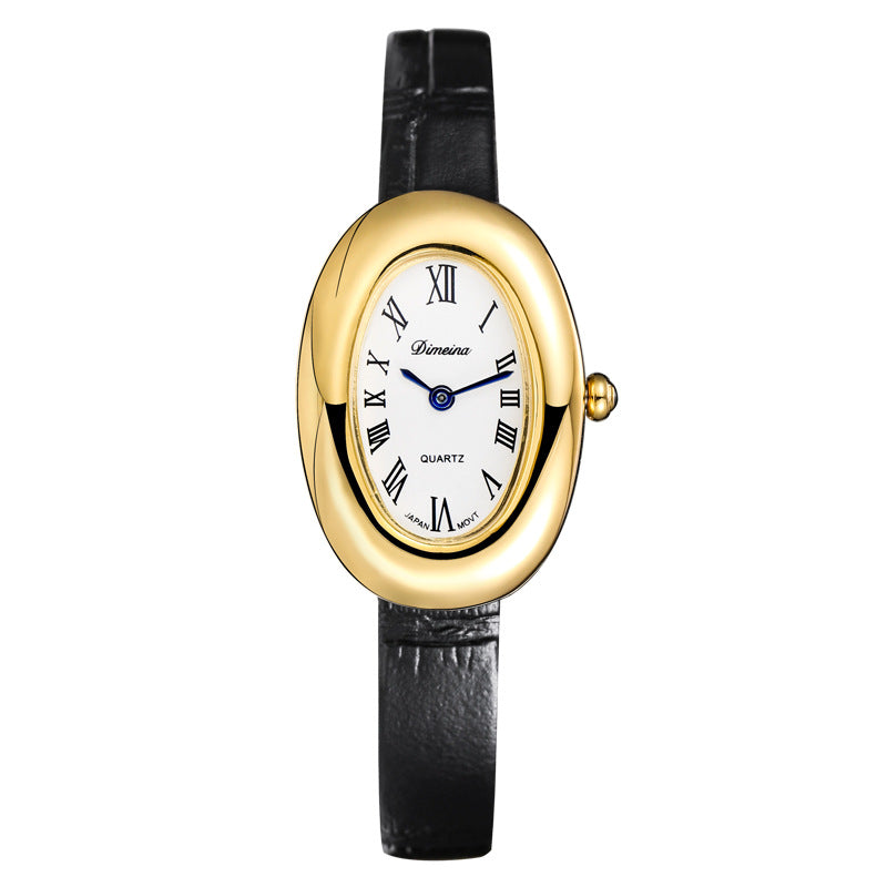 Oval Stainless Steel Quartz Watch