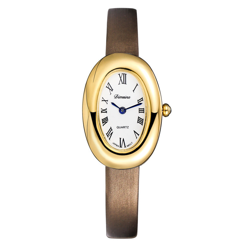 Oval Stainless Steel Quartz Watch