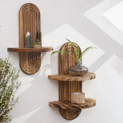 Oval Thread Solid Wood Wall Storage Rack