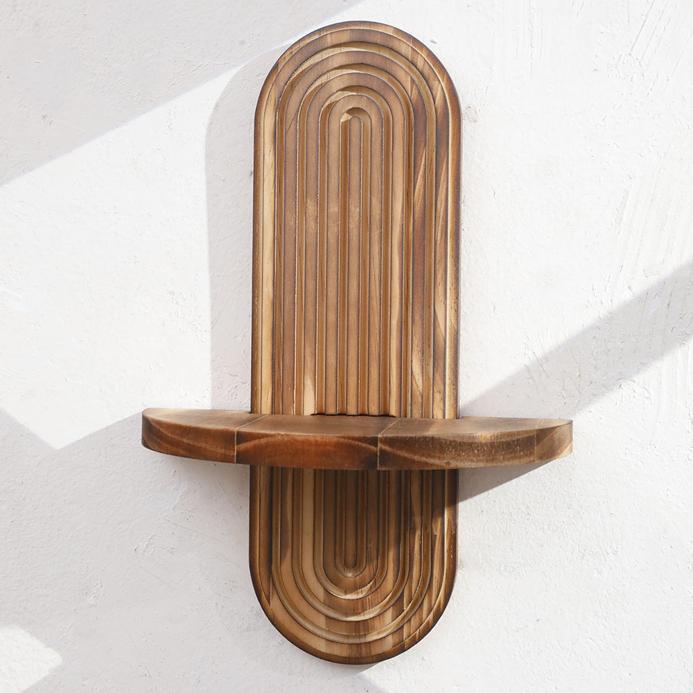 Oval Thread Solid Wood Wall Storage Rack