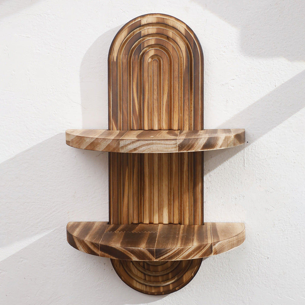 Oval Thread Solid Wood Wall Storage Rack