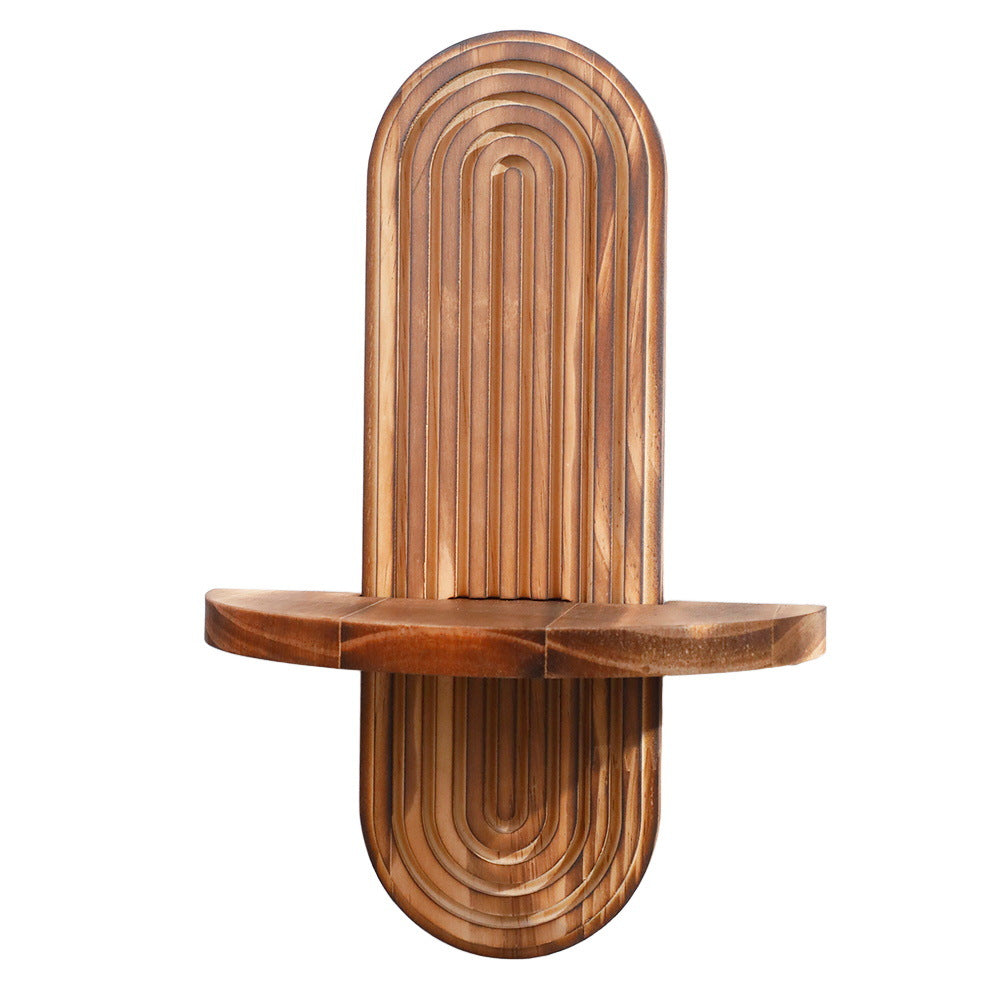 Oval Thread Solid Wood Wall Storage Rack
