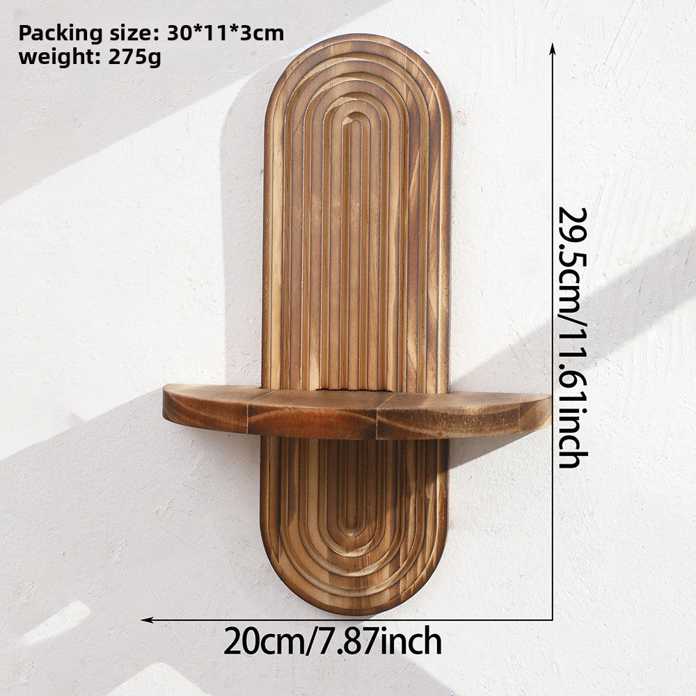 Oval Thread Solid Wood Wall Storage Rack