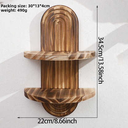 Oval Thread Solid Wood Wall Storage Rack