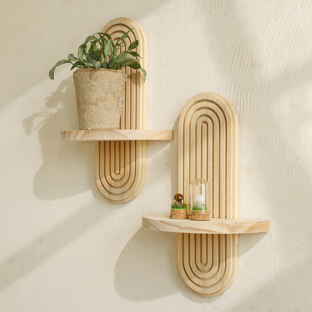 Oval Threaded Solid Wood Wall Storage Rack