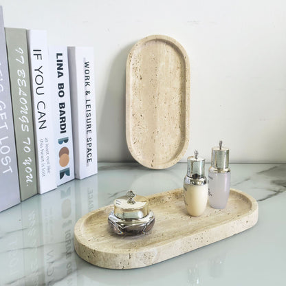 Oval Travertine Decorative Tray