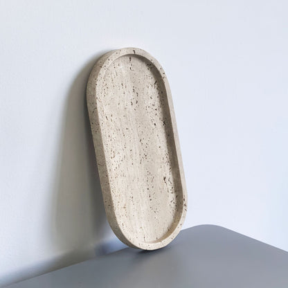Oval Travertine Decorative Tray