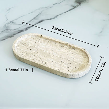 Oval Travertine Decorative Tray