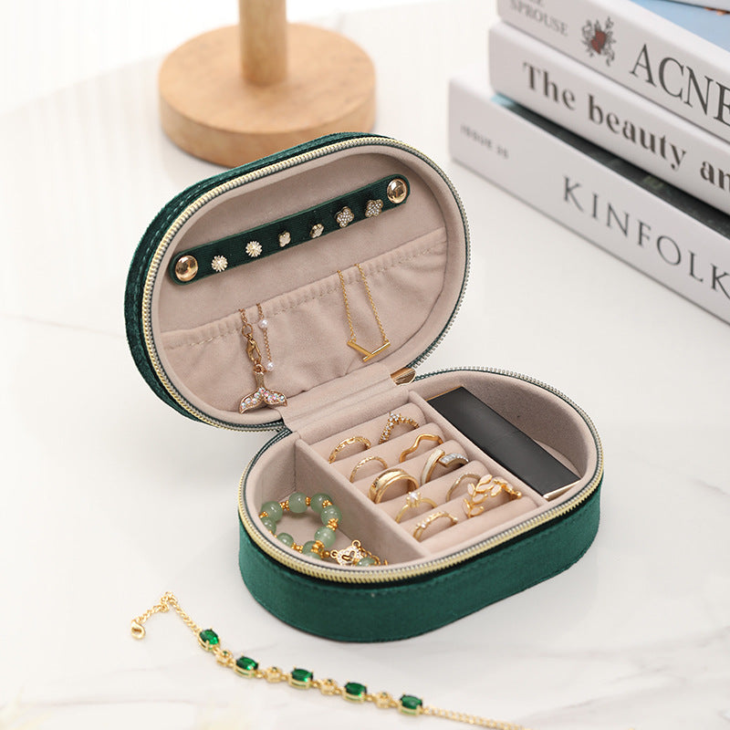 Oval Velvet Jewelry Storage Box