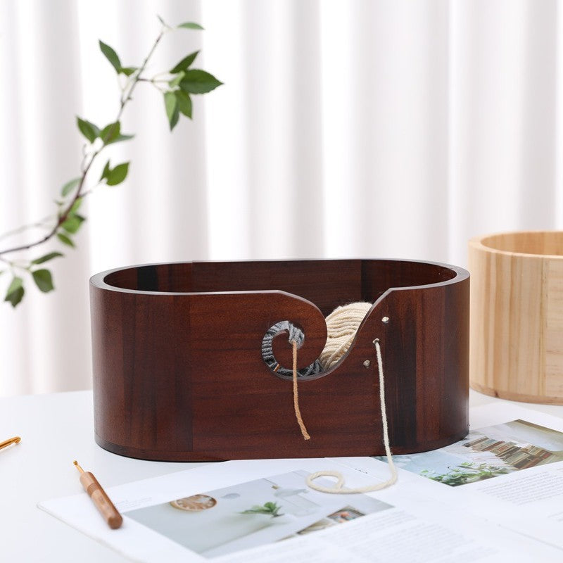 Oval Wooden Yarn Storage Bowl