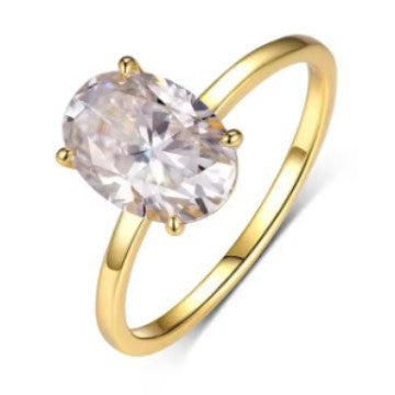 Oval Zircon Engagement Ring Titanium Steel