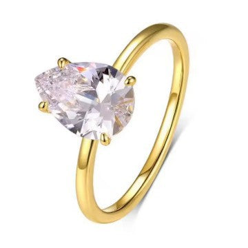 Oval Zircon Engagement Ring Titanium Steel