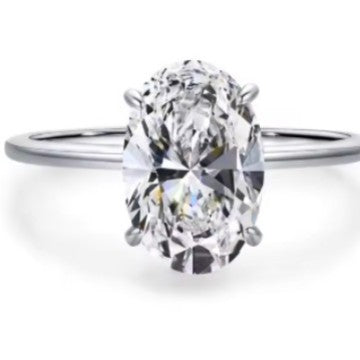 Oval Zircon Engagement Ring Titanium Steel