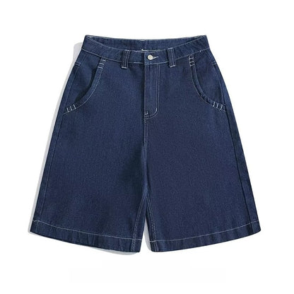 Over-the-knee Embroidered Denim Shorts