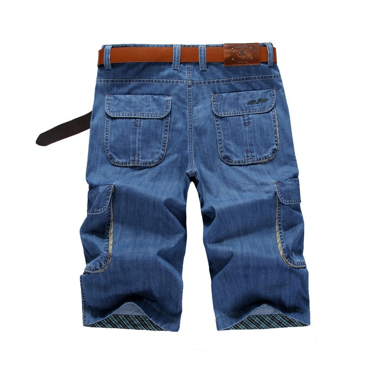 overalls multi-pocket men's cropped pants shorts