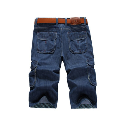 overalls multi-pocket men's cropped pants shorts
