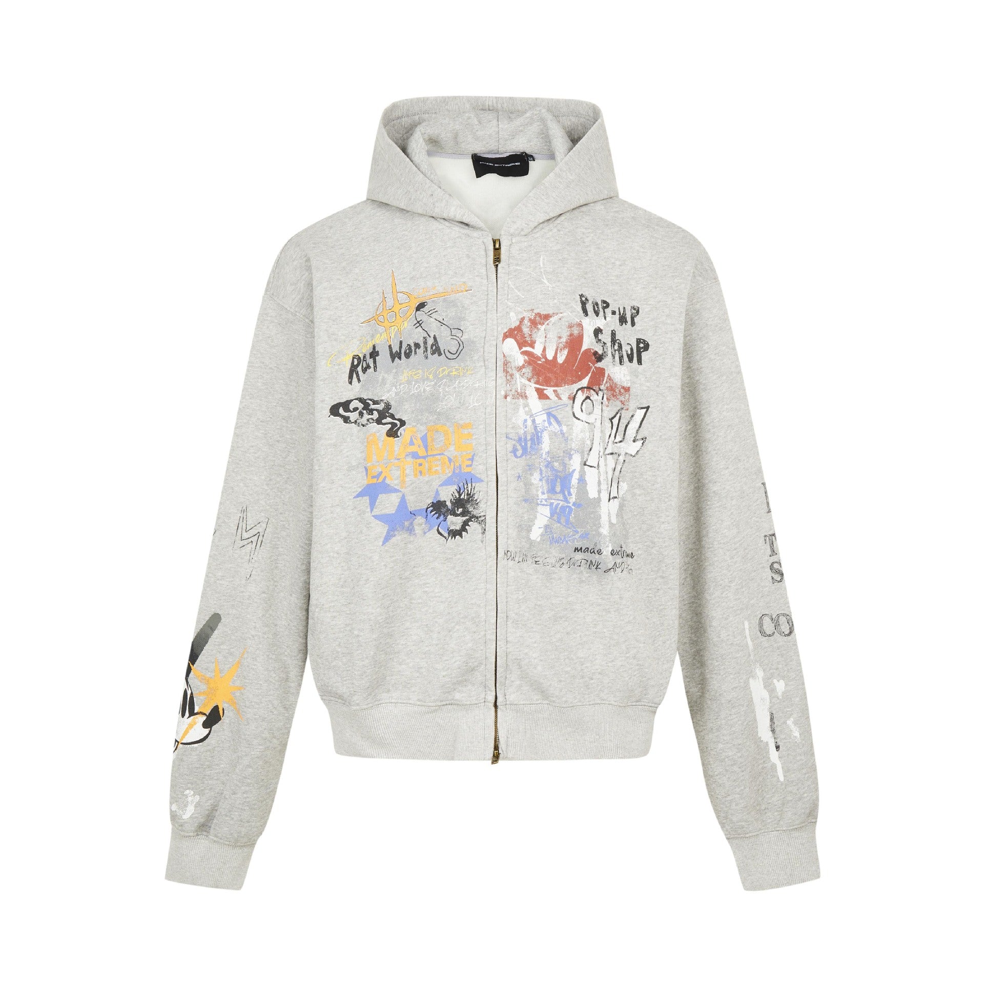 Oversize Graffiti Hooded Cardigan