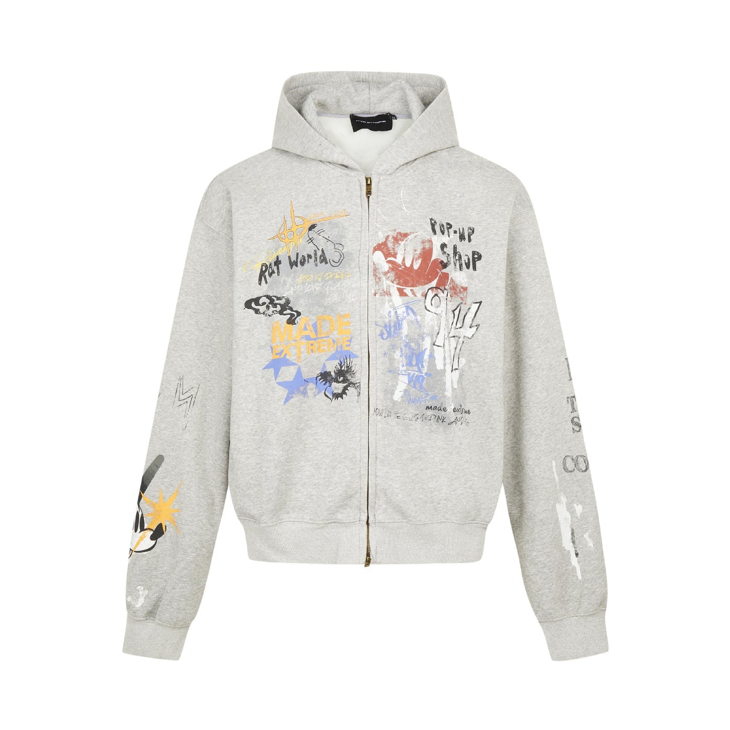 Oversize Graffiti Hooded Cardigan