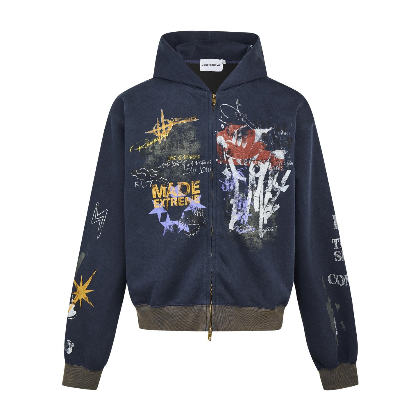 Oversize Graffiti Hooded Cardigan