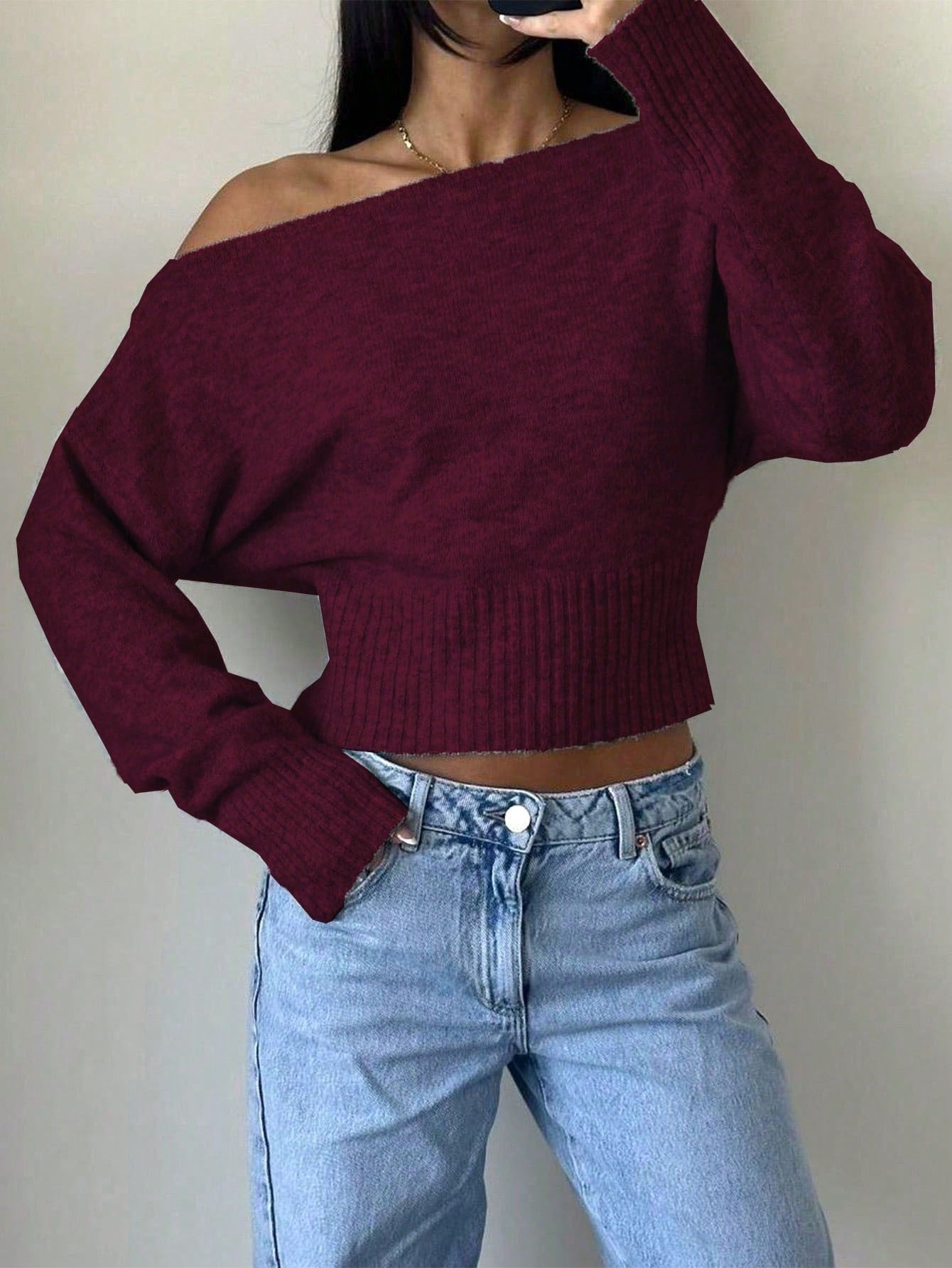 Oversized off-shoulder sweater