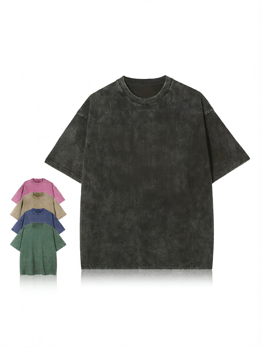 Oversized Washed Cotton T-shirt with Batik Print