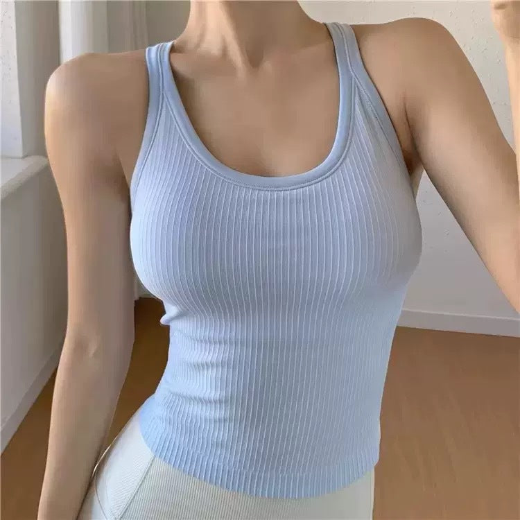 Padded Sports Bra Top - All-Purpose Sleeveless Fitness Shirt