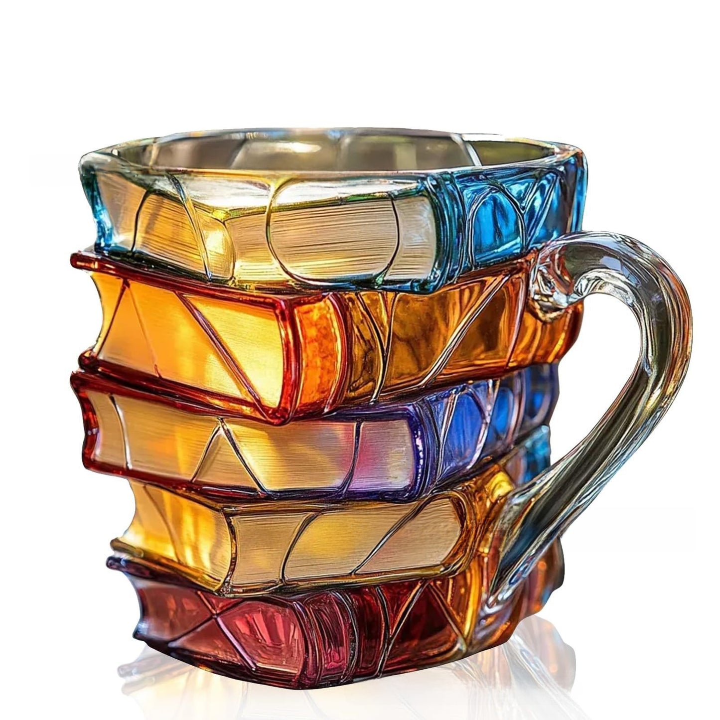 Painted Book-Shaped Stacking Glass Mug