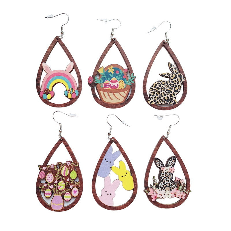 Painted Rabbit Drop Earrings