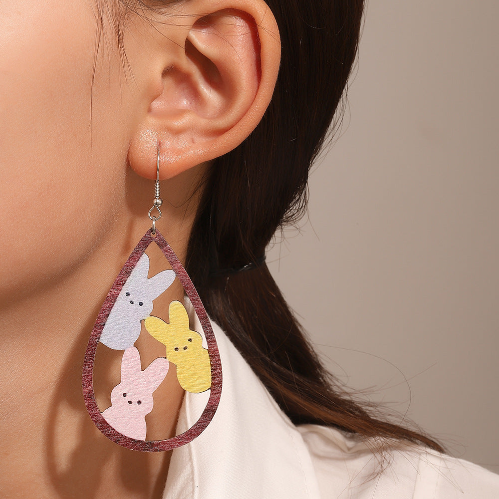 Painted Rabbit Drop Earrings