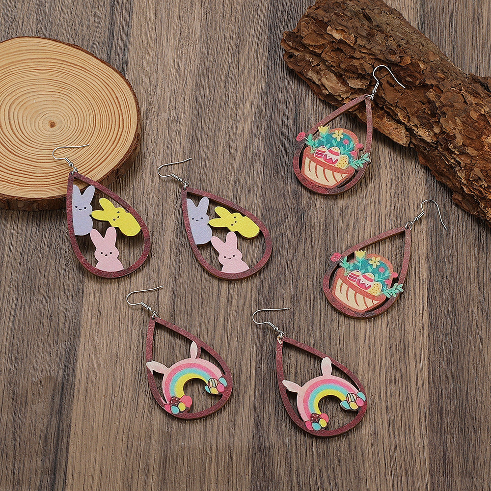 Painted Rabbit Drop Earrings